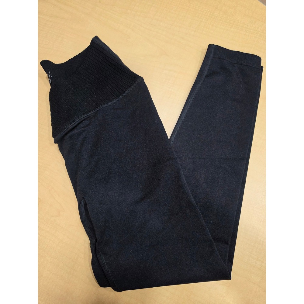 Popflex Midflex Black Crossover Ribbed Waistband Leggings Activewear Small